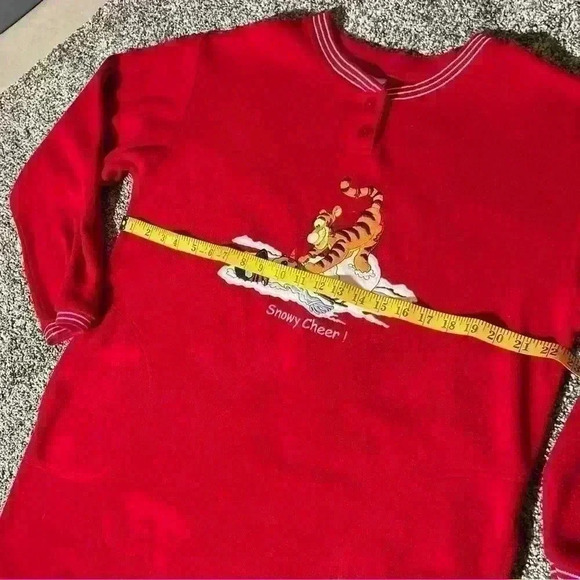 vtg disney winnie the pooh Tigger Snowman womens fleece night gown pajamas M - Picture 4 of 8